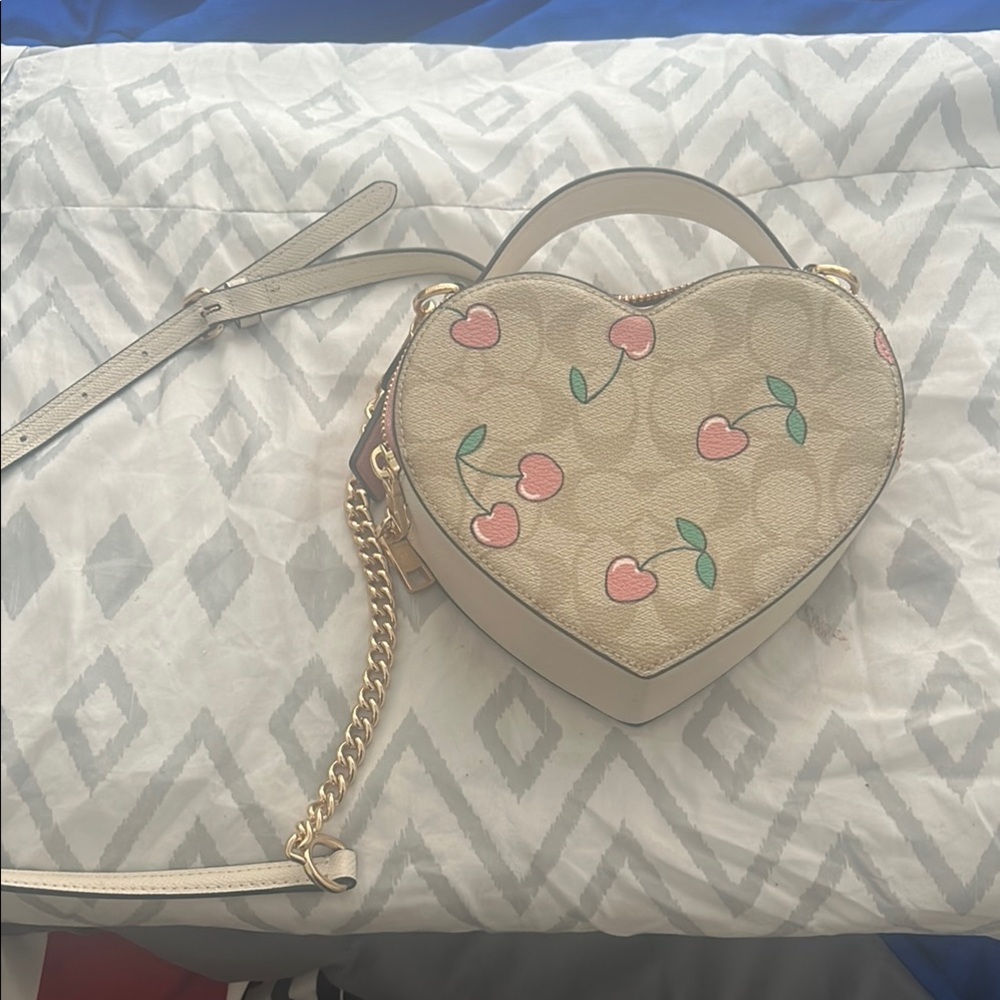 Heart-Shaped Beige and Pink Designer Bag